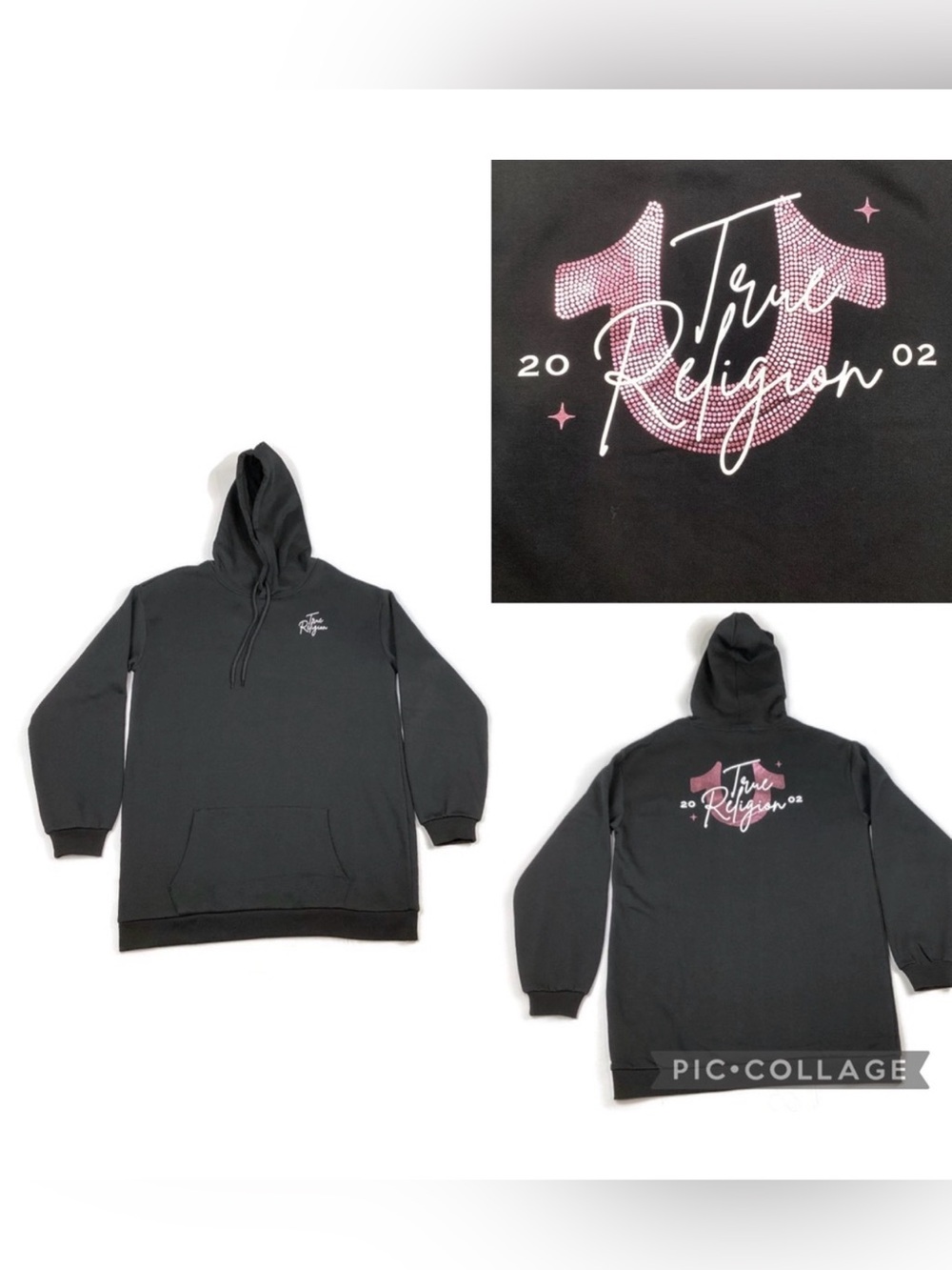 True Religion Horseshoe Script Hoodie Mini Dress NEW! Retail $139